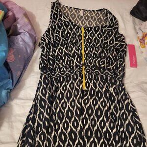Womens Xhilaration Black and White Dress with Yellow Zipper Size L